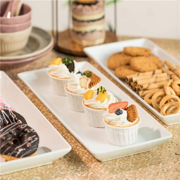 3 Tier Serving Stand with Porcelain Serving Platter Tray -Collapsible Gold Stand - Picture 6 of 7